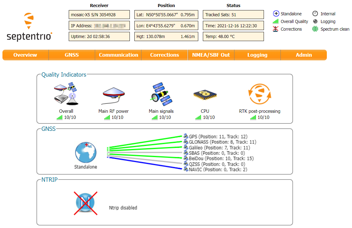 SWhat do the different quality indicators in the web interface mean?