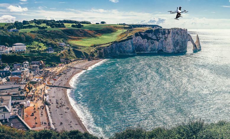 cliffs etretat france altigator xena drone
