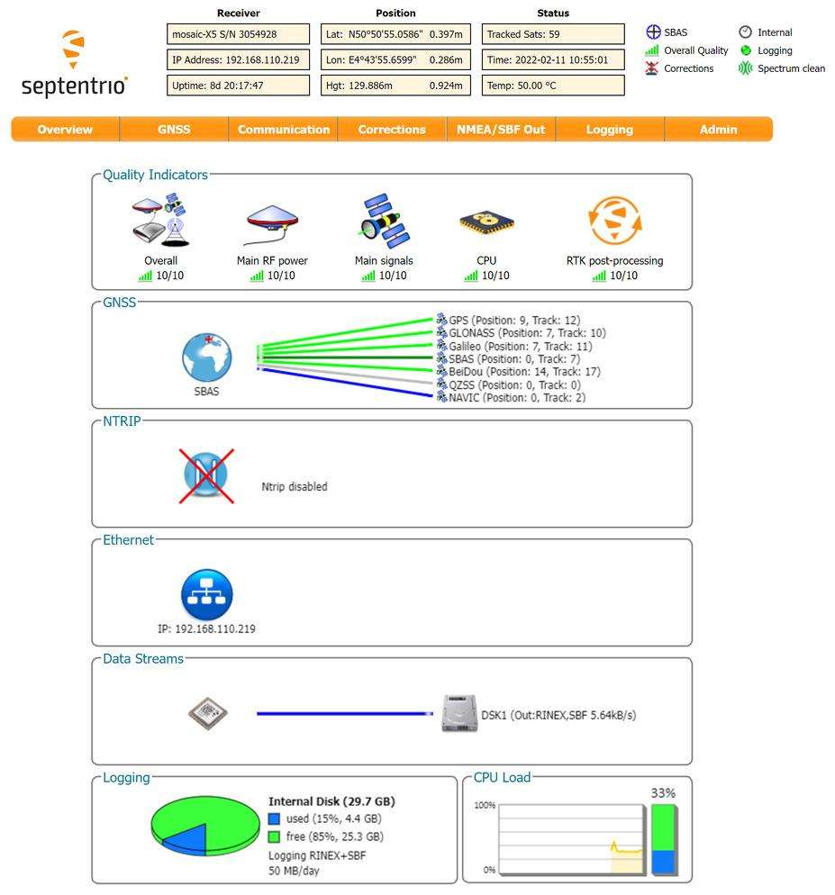 Septentrio-mosaic-X5-T-CLAS-GNSS-Module-Receiver-WebUI