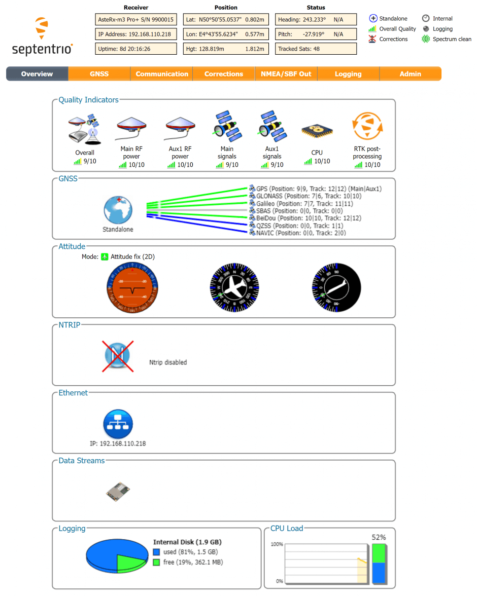 Illustrative image for Septentrio-AsteRx-m3-Pro GNSS Receiver Web User Interface (WEBUI)