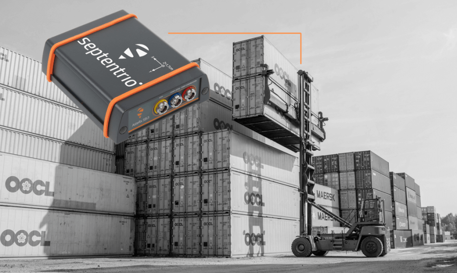 Septentrio-GNSS-INS-inertial-receiver inside-container-loader-at-Kalmar-SmartPorts