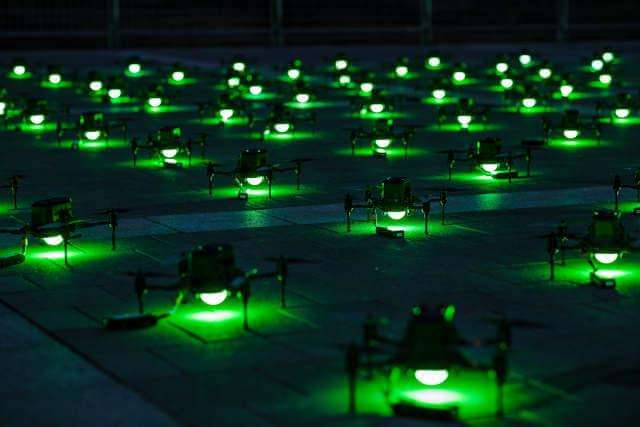 light show drones standing swarm - UAV