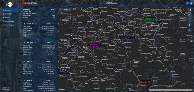 mPOM backend from SBB - powered by Septentrio mosaic-X5 gnss module receiver