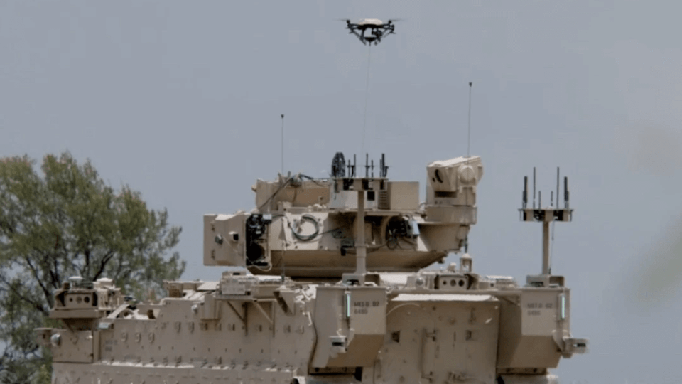 Hoverfly tethered drone with Septentrio mosaic-X5 GPS module inside for defense - army solutions